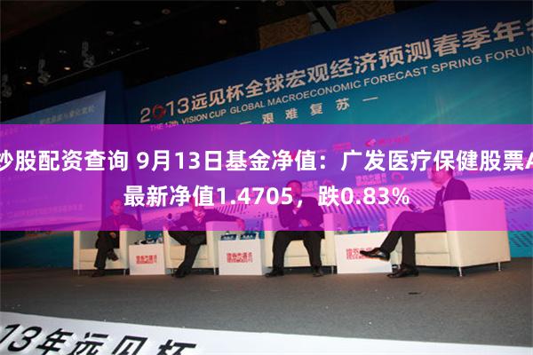 炒股配资查询 9月13日基金净值：广发医疗保健股票A最新净值1.4705，跌0.83%