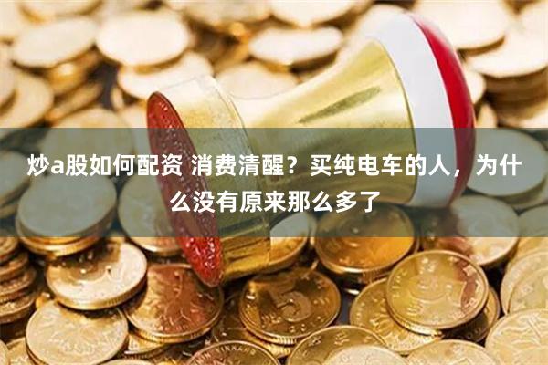 炒a股如何配资 消费清醒？买纯电车的人，为什么没有原来那么多了