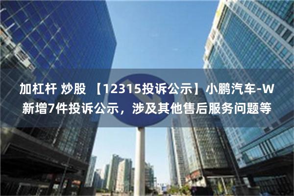 加杠杆 炒股 【12315投诉公示】小鹏汽车-W新增7件投诉公示，涉及其他售后服务问题等
