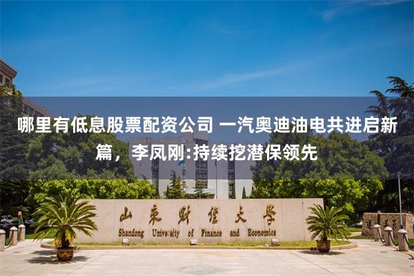 哪里有低息股票配资公司 一汽奥迪油电共进启新篇，李凤刚:持续挖潜保领先