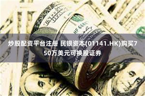 炒股配资平台注册 民银资本(01141.HK)购买750万美元可换股证券