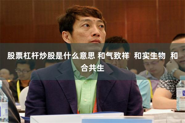 股票杠杆炒股是什么意思 和气致祥  和实生物  和合共生