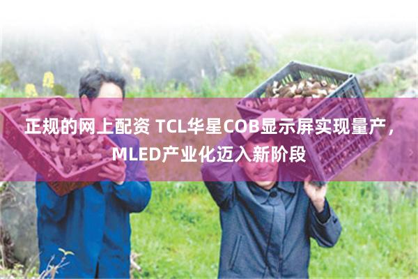 正规的网上配资 TCL华星COB显示屏实现量产，MLED产业化迈入新阶段