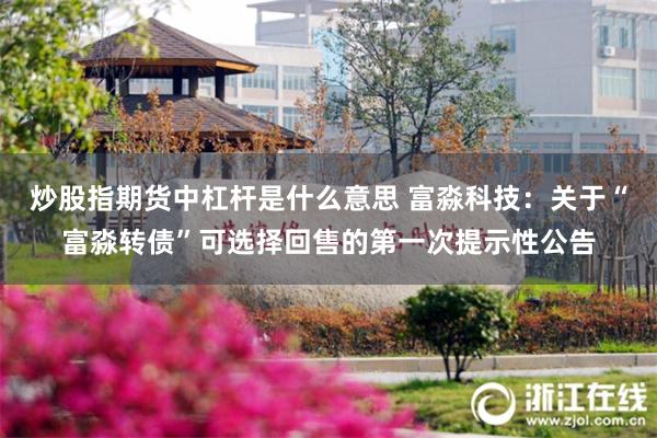 炒股指期货中杠杆是什么意思 富淼科技：关于“富淼转债”可选择回售的第一次提示性公告